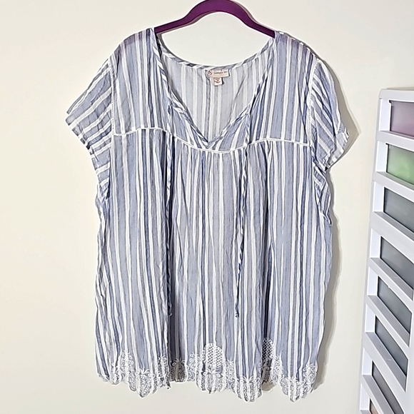 cb established 1962 Tops - CB Established 1962 Striped Peasant Blouse